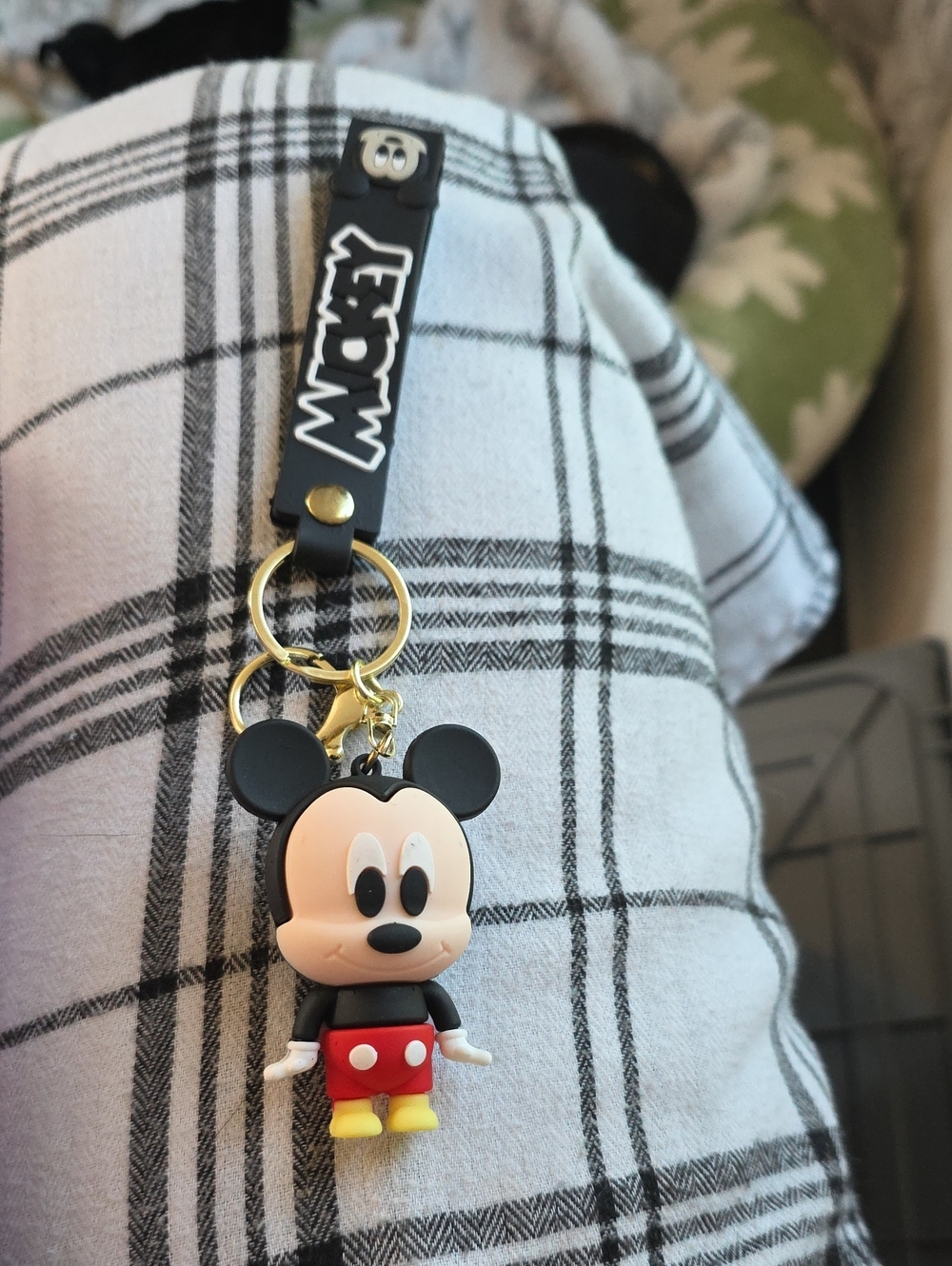 Kids Black and Red Character Keychain Charm with Strap